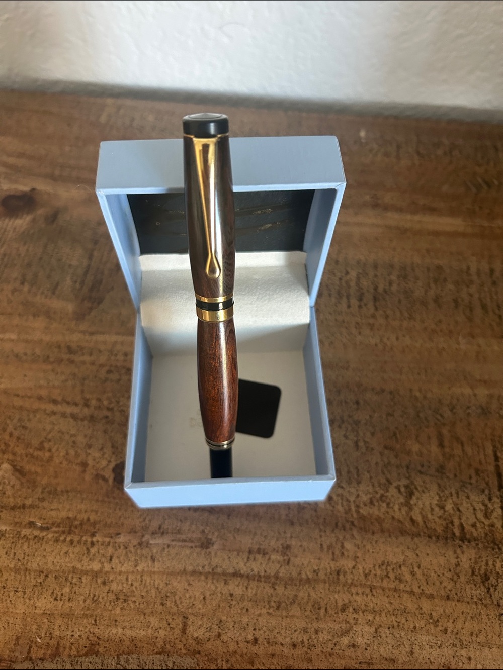 Premium Brown Wood Ballpoint Pen with Gold Accents